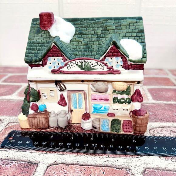 Dickens Rex & Lee‎ Christmas Village Brown Sons Store Produce Apple Barrel 1990 - Picture 3 of 11